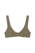 Top bralette de rizo con escote redondo - Rayas negras