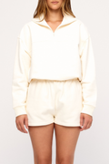 Pantalón corto deportivo de felpa - Crema