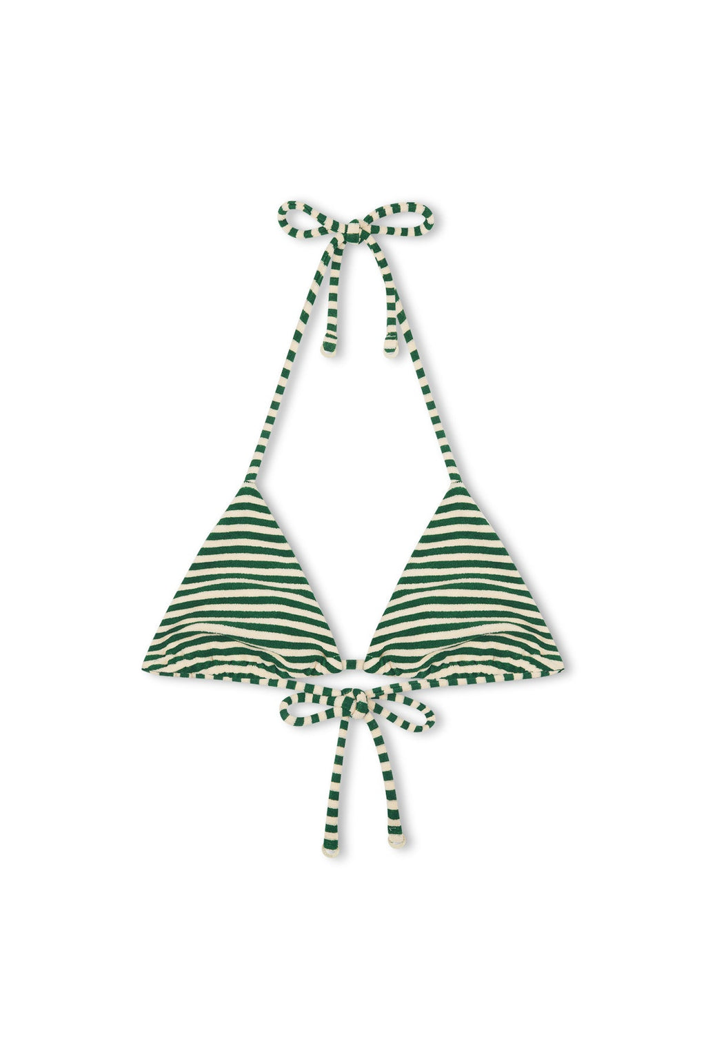 Top triangular con lazos de rizo - Rayas verdes