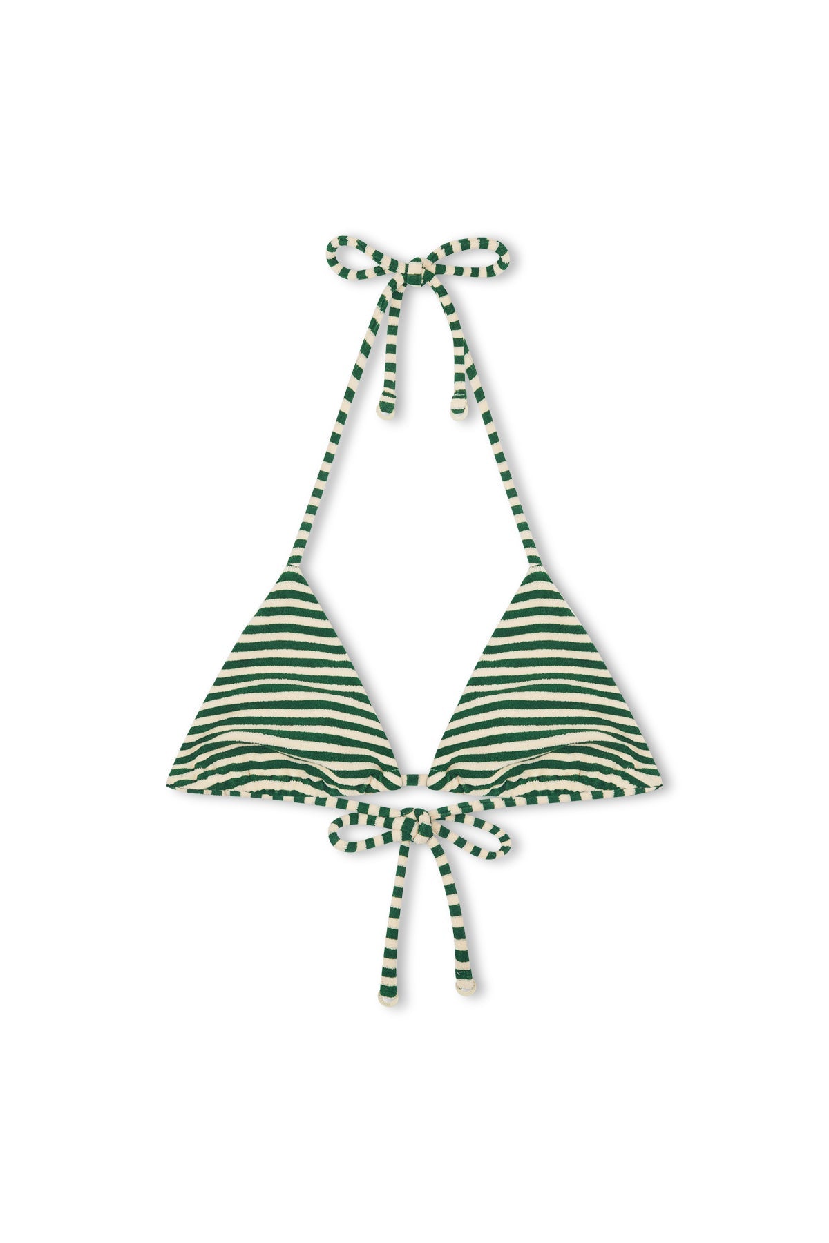 Top triangular con lazos de rizo - Rayas verdes
