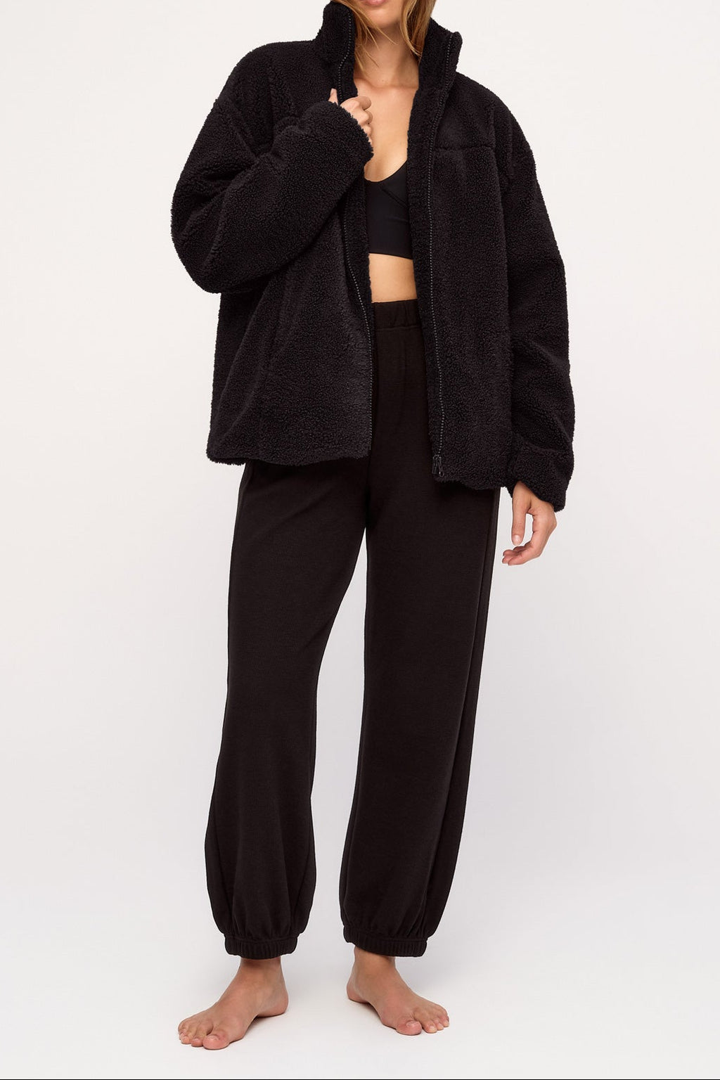 Pantalón de chándal deportivo con textura gofrada - Negro