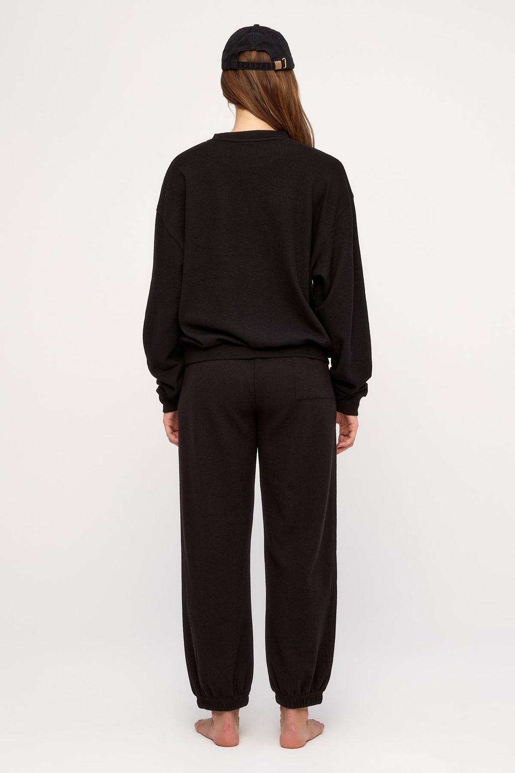 Pantalón de chándal deportivo con textura gofrada - Negro