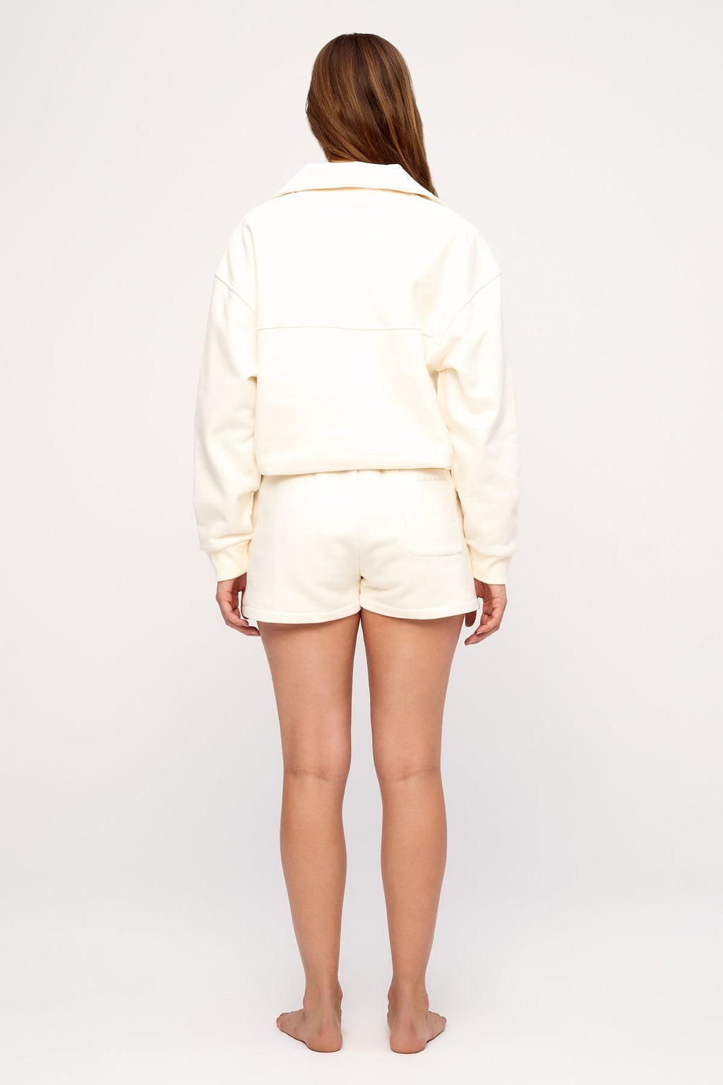 Pantalón corto deportivo de felpa - Crema