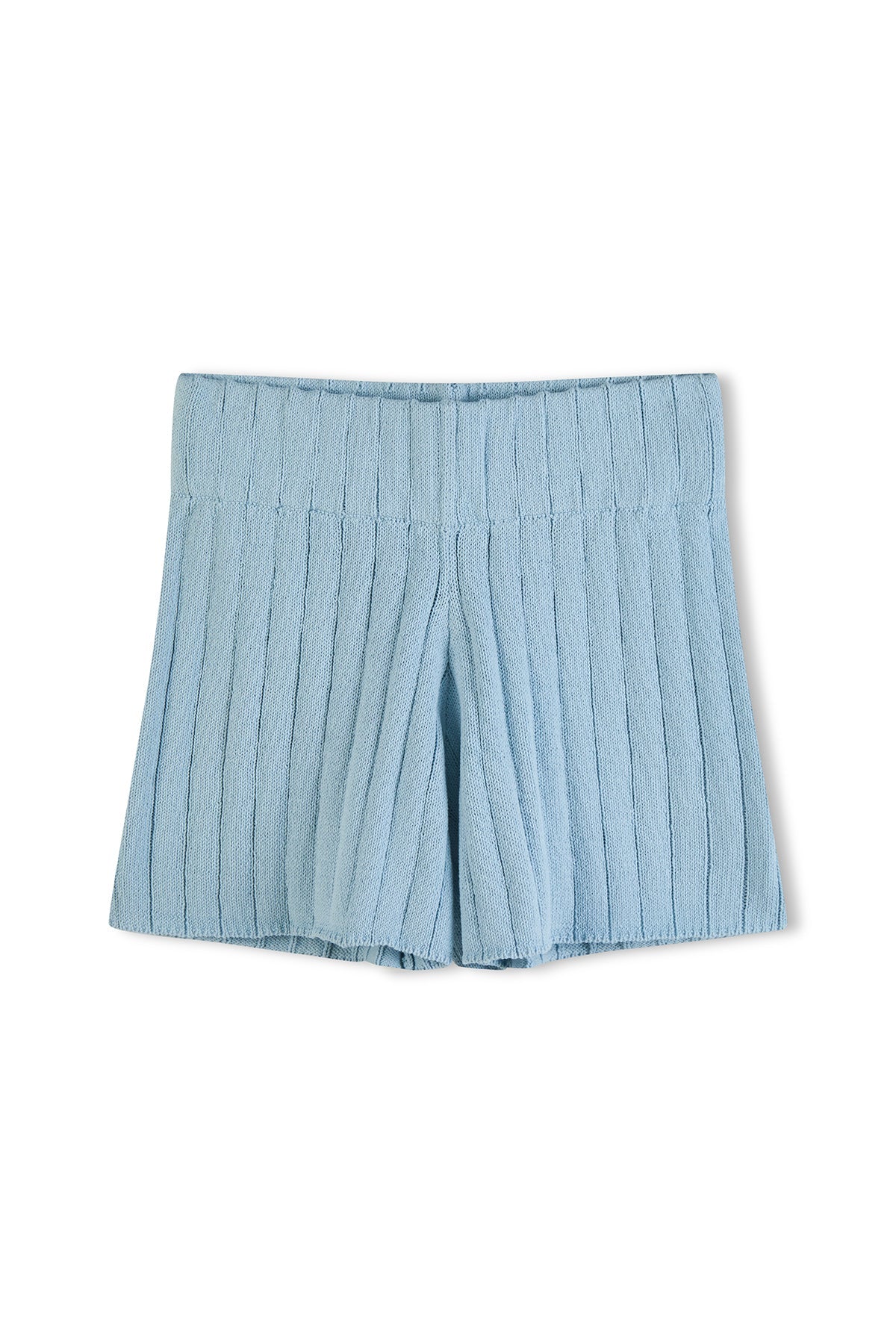 Pantalón corto de punto acanalado - Azul