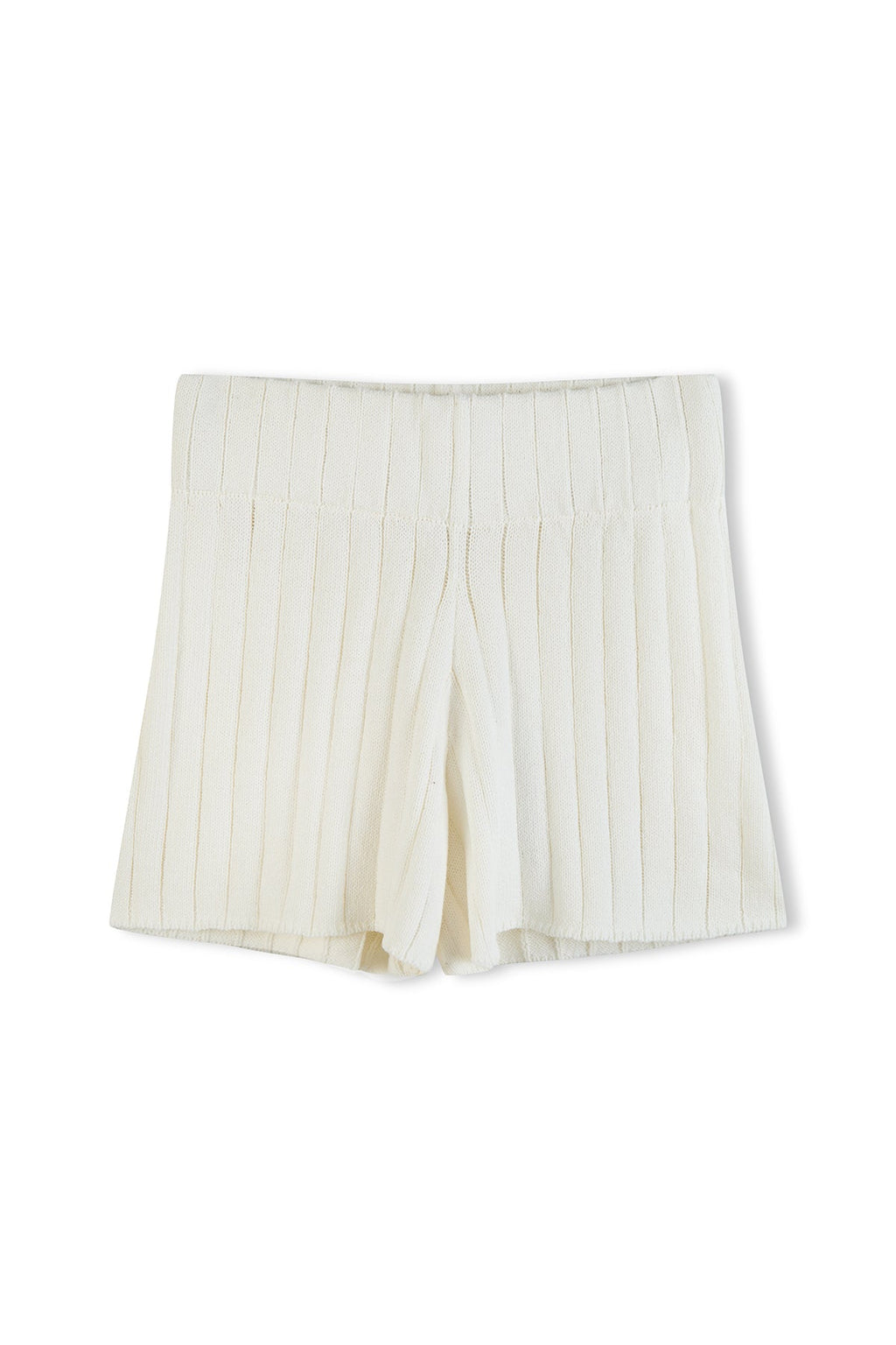 Pantalón corto de punto acanalado - Crema
