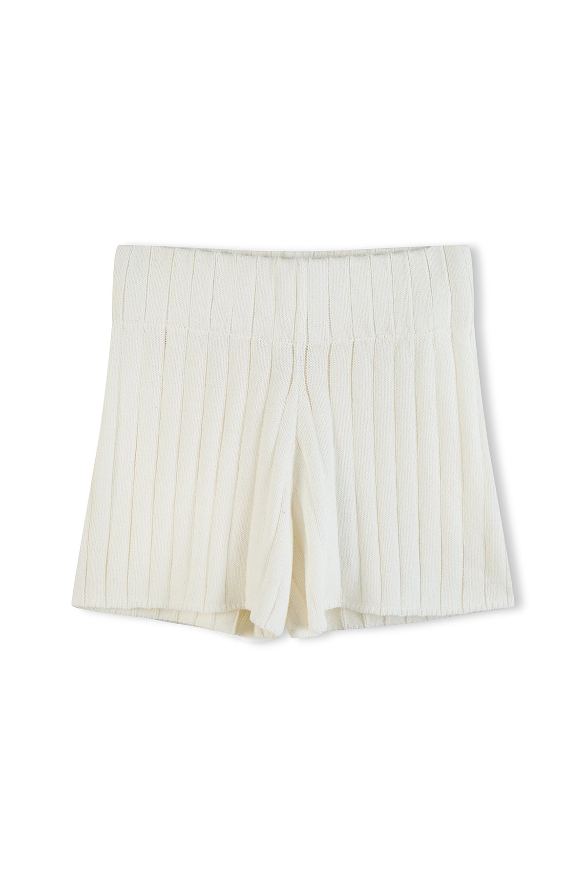 Pantalón corto de punto acanalado - Crema