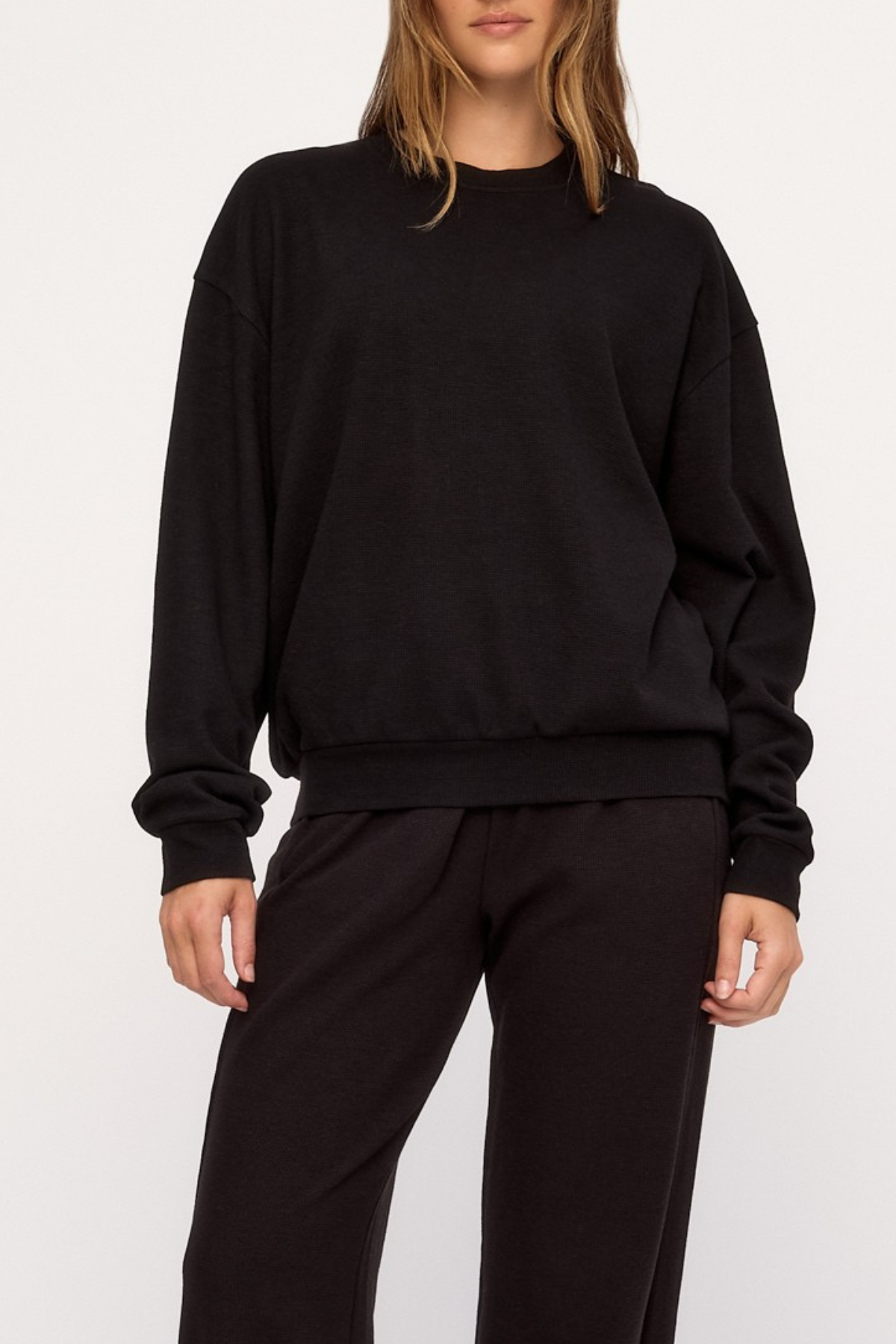 Pantalón de chándal deportivo con textura gofrada - Negro