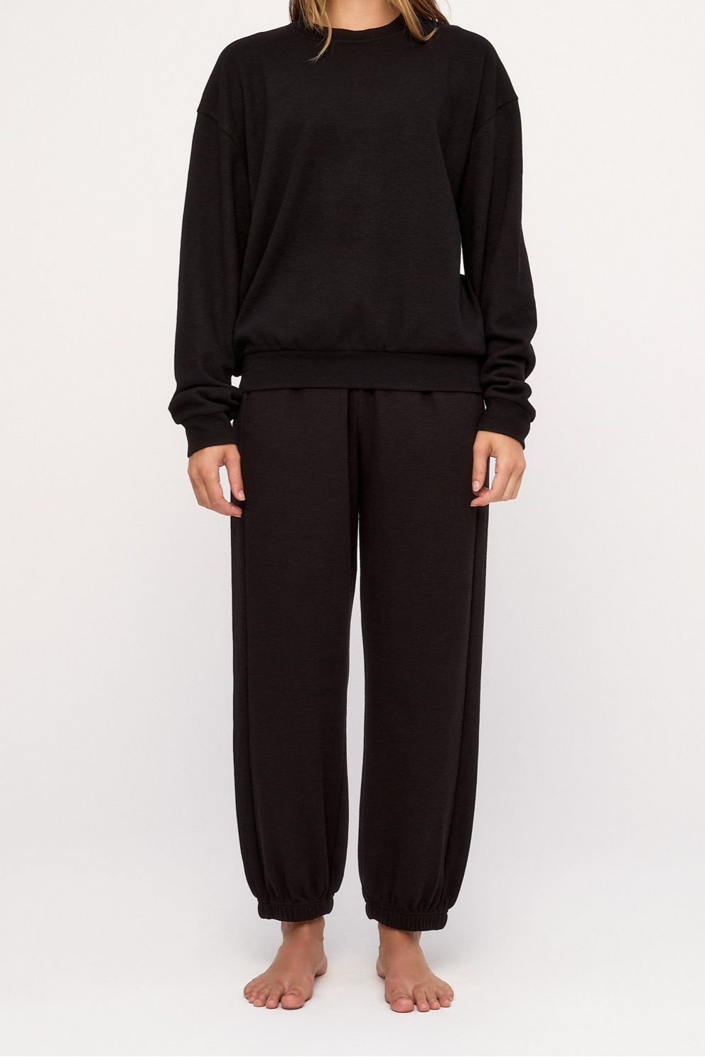 Pantalón de chándal deportivo con textura gofrada - Negro