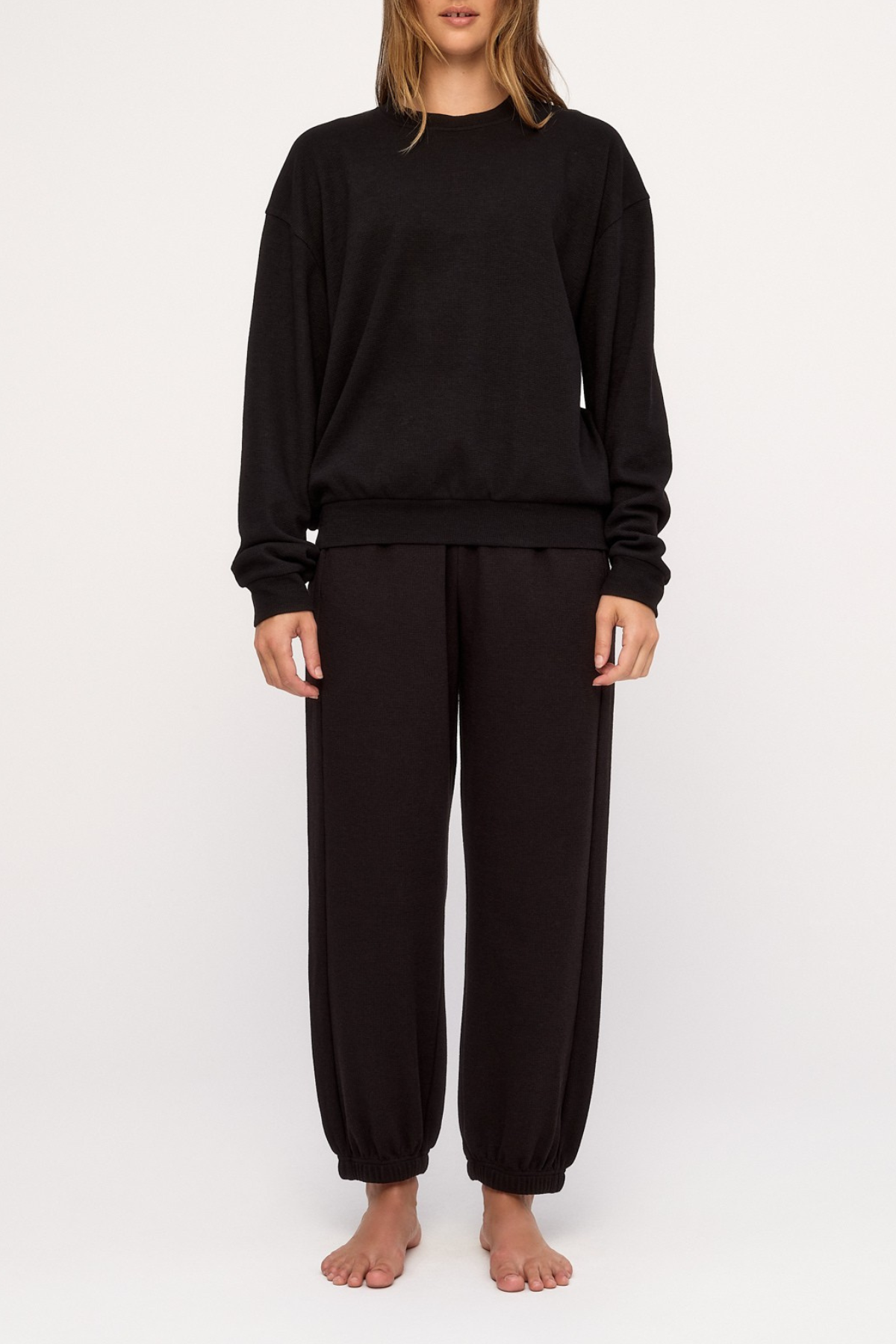 Pantalón de chándal deportivo con textura gofrada - Negro